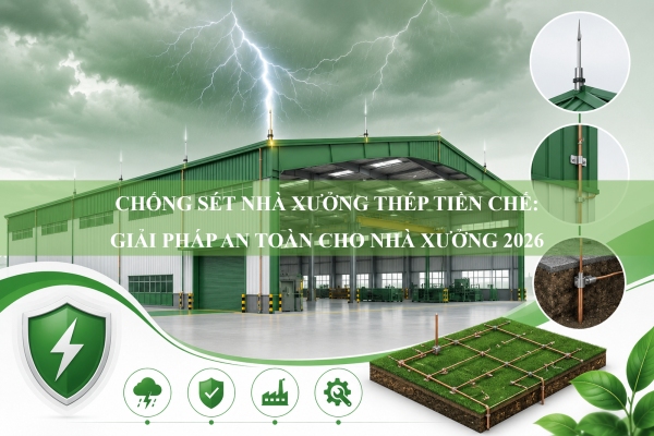Chống sét nhà xưởng thép tiền chế: Giải pháp an toàn cho nhà xưởng 2026